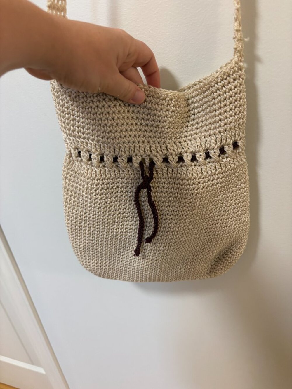 Vintage Crochet Shoulder Bag Crossbody Purse